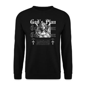 God's Plan Engel Statue Männer Frauen Teenager - Unisex Pullover - Schwarz - Vorne - Alina (178cm) & Michal (187cm)