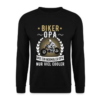 Biker Opa Motorrad - Unisex Pullover - Schwarz - Vorne - Alina (178cm) & Michal (187cm)