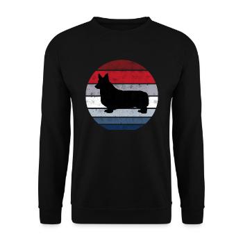 Corgi Rasse Hund Königin Retro Tier Witzig - Unisex Pullover - Schwarz - Vorne - Alina (178cm) & Michal (187cm)