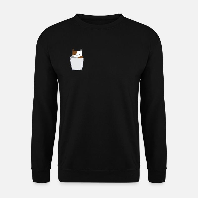 Brusttasche mit Katze - Unisex Pullover - Schwarz