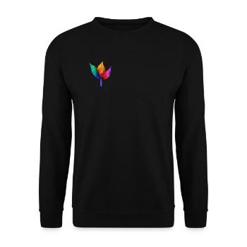 Regenbogengeometrisches Blatt - Unisex Pullover - Schwarz - Vorne - Alina (178cm) & Michal (187cm)
