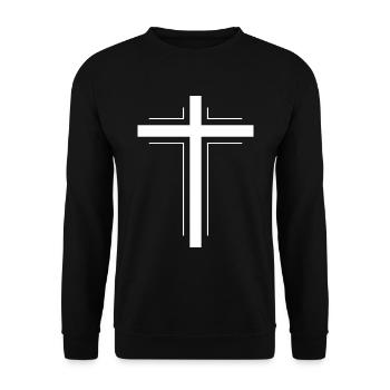 Kreuz Jesu - Unisex Pullover - Schwarz - Vorne - Alina (178cm) & Michal (187cm)