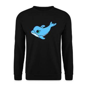 Süßer Delfin - Unisex Pullover - Schwarz - Vorne - Alina (178cm) & Michal (187cm)