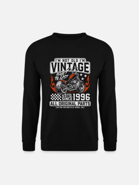 1996 Jahrgang Vintage Geburtstag Geschenk Motorrad - Unisex Pullover - Schwarz