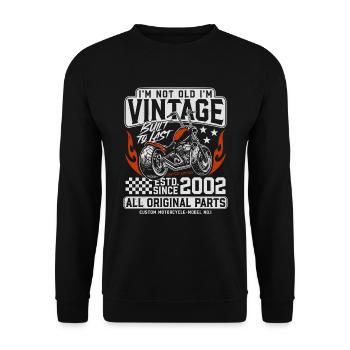 2002 Vintage Vintage Birthday Gift Motorcycle - Unisex Sweatshirt - black - Front - Alina (178cm) & Michal (187cm)