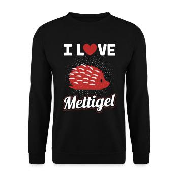 Ich liebe Mettigel Hackepeter Mett - Unisex Pullover - Schwarz - Vorne - Alina (178cm) & Michal (187cm)