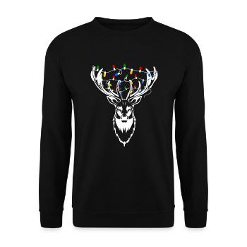 Deer Reindeer String Lights Christmas Design - Unisex Sweatshirt - black - Front - Alina (178cm) & Michal (187cm)