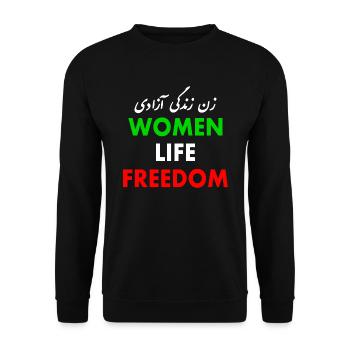 Women life freedom - Sweat-shirt Unisexe - noir - Devant - Alina (178cm) & Michal (187cm)