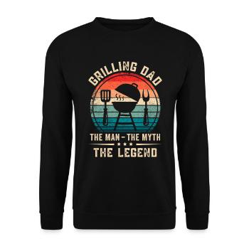 Grill Vater BBQ Papa Griller - Unisex Pullover - Schwarz - Vorne - Alina (178cm) & Michal (187cm)