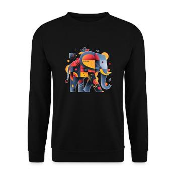 Éléphant | Œuvres d’art abstraites - Sweat-shirt Unisexe - noir - Devant - Alina (178cm) & Michal (187cm)