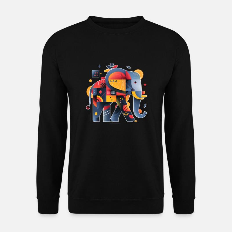 Elefant | abstraktes Kunstwerk - Unisex Pullover - Schwarz