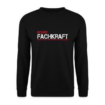 Fachkraft Beruf Arbeit Büro Baustelle Humor Spaß - Unisex Pullover - Schwarz - Vorne - Alina (178cm) & Michal (187cm)