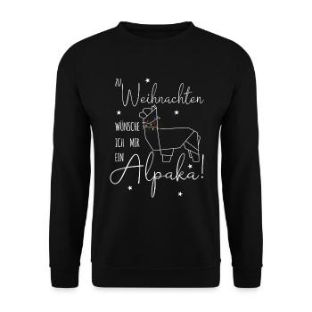 Zu Weihnachten wünsche ich mir ein Alpaka - Unisex Pullover - Schwarz - Vorne - Alina (178cm) & Michal (187cm)