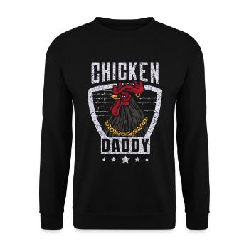 Rooster Chickens - Chicken Daddy - design amusant - Sweat-shirt Unisexe - noir - Devant - Alina (178cm) & Michal (187cm)
