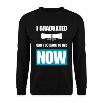 J’ai obtenu mon diplôme Puis-je retourner au lit maintenant Graduation - Sweat-shirt Unisexe - noir - Devant - Alina (178cm) & Michal (187cm)