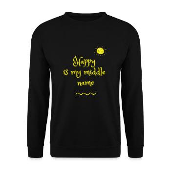 Happy is my middle name - Unisex Sweatshirt - black - Front - Alina (178cm) & Michal (187cm)