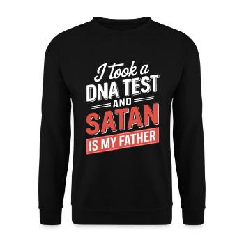 Habe einen DNA-Test gemacht: Satan ist mein Vater! - Unisex Pullover - Schwarz - Vorne - Alina (178cm) & Michal (187cm)