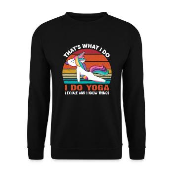 Chemise de yoga drôle - Je fais du yoga - Sweat-shirt Unisexe - noir - Devant - Alina (178cm) & Michal (187cm)