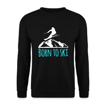 skifahren born to ski - Unisex Pullover - Schwarz - Vorne - Alina (178cm) & Michal (187cm)