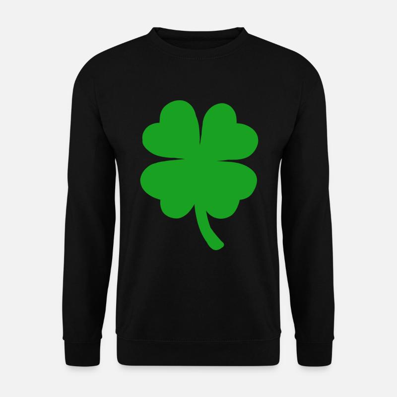 Glücksklee Neujahr Vierblättriges Kleeblatt Klee - Unisex Pullover - Schwarz