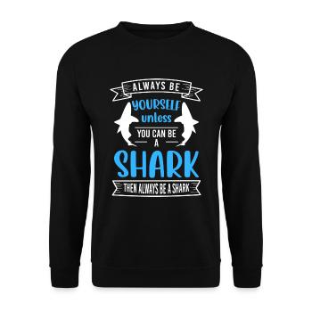 Weißer Hai Meer Segeln Tier - Unisex Pullover - Schwarz - Vorne - Alina (178cm) & Michal (187cm)
