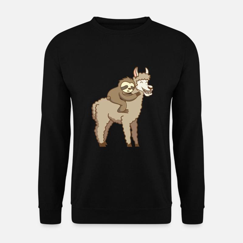 Süßes Faultier reitet Lama Shirt witziges Geschenk - Unisex Pullover - Schwarz