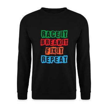 Race it Break it Fix it Repeat - Unisex Sweatshirt - black - Front - Alina (178cm) & Michal (187cm)