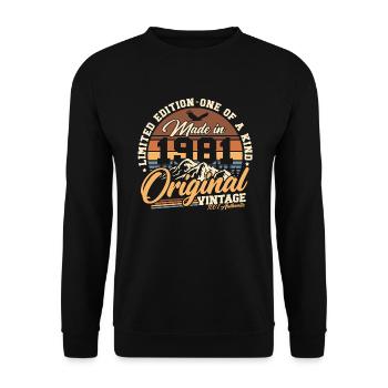 1981 Vintage Vintage Rétro Cadeau d’anniversaire - Sweat-shirt Unisexe - noir - Devant - Alina (178cm) & Michal (187cm)