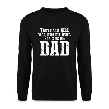 There's This Girl She Stole My Heart Calls Me Dad - Unisex Pullover - Schwarz - Vorne - Alina (178cm) & Michal (187cm)