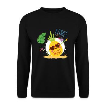 Azores Mode Azoren Modus Portugal Ananas Sommer - Unisex Pullover - Schwarz - Vorne - Alina (178cm) & Michal (187cm)