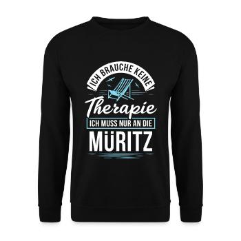 Therapie? Ich muss nur an die Müritz - Unisex Pullover - Schwarz - Vorne - Alina (178cm) & Michal (187cm)
