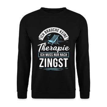 Therapie? Ich muss nur nach Zingst - Unisex Pullover - Schwarz - Vorne - Alina (178cm) & Michal (187cm)