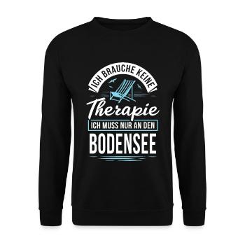 Therapie? Ich muss nur an den Bodensee - Unisex Pullover - Schwarz - Vorne - Alina (178cm) & Michal (187cm)