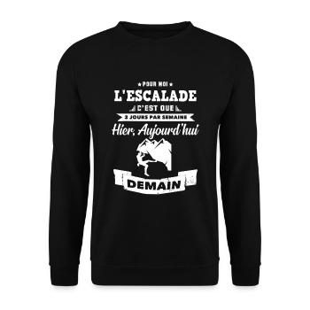L'escalade 3 jours par semaine - Sweat-shirt Unisexe - noir - Devant - Alina (178cm) & Michal (187cm)