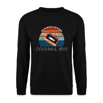 Ein echter Achtziger - Original 1981 - Unisex Pullover - Schwarz - Vorne - Alina (178cm) & Michal (187cm)