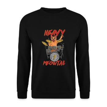 Heavy Meowtal - Chat de métal lourd - Sweat-shirt Unisexe - noir - Devant - Alina (178cm) & Michal (187cm)
