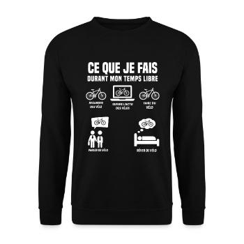 Ce Que Je Fais Pendant Mon Temps Libre Vélo - Sweat-shirt Unisexe - noir - Devant - Alina (178cm) & Michal (187cm)