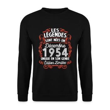 Vintage Flourish Cadeau Anniversaire Décembre 1954 - Sweat-shirt Unisexe - noir - Devant - Alina (178cm) & Michal (187cm)