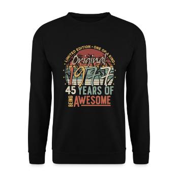 45 birthday 1977 vintage vintage birthday - Unisex Sweatshirt - black - Front - Alina (178cm) & Michal (187cm)