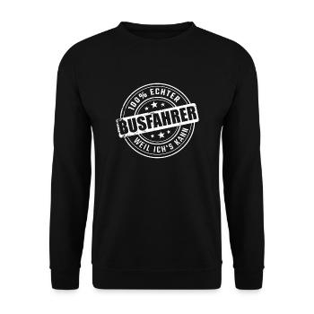 100% echtet Busfahrer - Unisex Pullover - Schwarz - Vorne - Alina (178cm) & Michal (187cm)