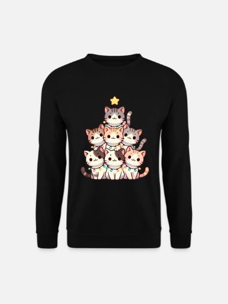 Weihnachtskratzbaum mit Lichtern - Unisex Pullover - Schwarz