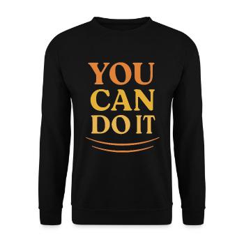 Citation de motivation rétro « Tu peux le faire » - Sweat-shirt Unisexe - noir - Devant - Alina (178cm) & Michal (187cm)