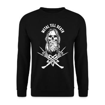 Rock Heavy Metal Till Death - Bearded Skull Metalh - Unisex Pullover - Schwarz - Vorne - Alina (178cm) & Michal (187cm)
