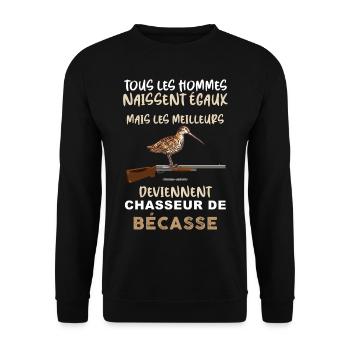 Chasse à la bécasse, Bécassier de France - Sweat-shirt Unisexe - noir - Devant - Alina (178cm) & Michal (187cm)