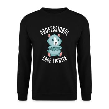 Cage Fighter Funny Guinea Pig Motif - Unisex Sweatshirt - black - Front - Alina (178cm) & Michal (187cm)