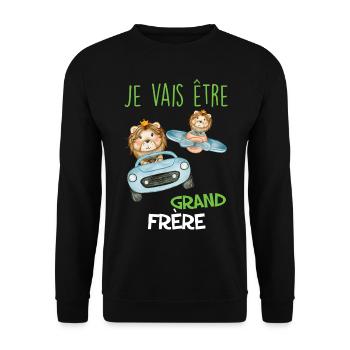 Je Vais etre Grand Frère Naissance Bébé - Sweat-shirt Unisexe - noir - Devant - Alina (178cm) & Michal (187cm)