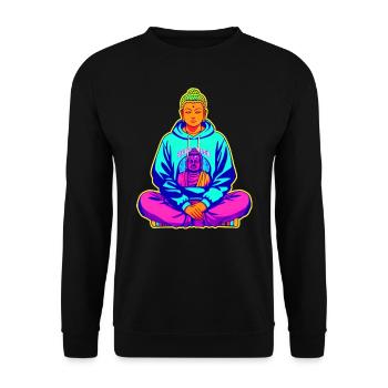 Buddha with colorful hip hop hoodie - Unisex Sweatshirt - black - Front - Alina (178cm) & Michal (187cm)
