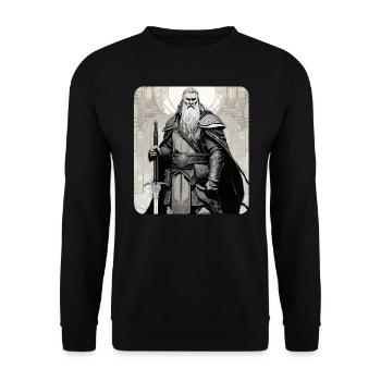 Proud Viking with Horns Helmet Nordic - Unisex Sweatshirt - black - Front - Alina (178cm) & Michal (187cm)