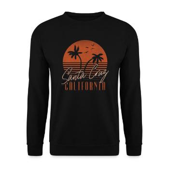 70s 80s CA Retro Palm Trees Sunset Santa Cruz - Sweat-shirt Unisexe - noir - Devant - Alina (178cm) & Michal (187cm)