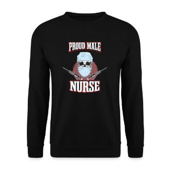 Lustiges Krankenpfleger Pfleger Geschenk - Unisex Pullover - Schwarz - Vorne - Alina (178cm) & Michal (187cm)